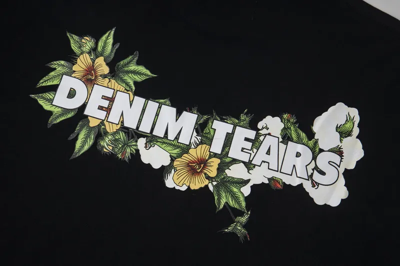 D310 #DENIM TEARS Kapok classic pure cotton loose unisex white short-sleeved T-shirt 38 p100 black, white, green, pink, blue